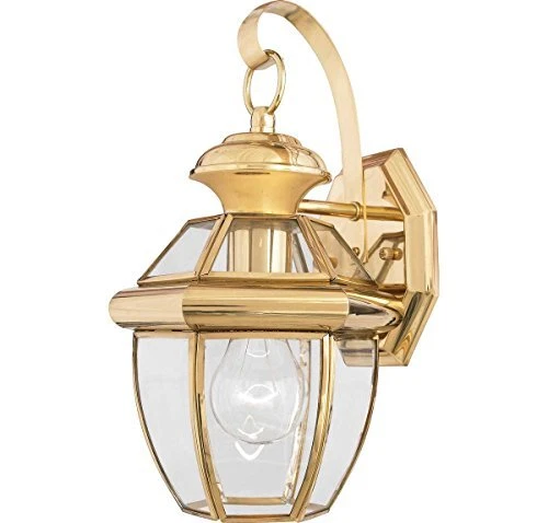 Quoizel NY8315B Newbury 1-Light Outdoor Lantern, Polished Brass - Image 1 of 1