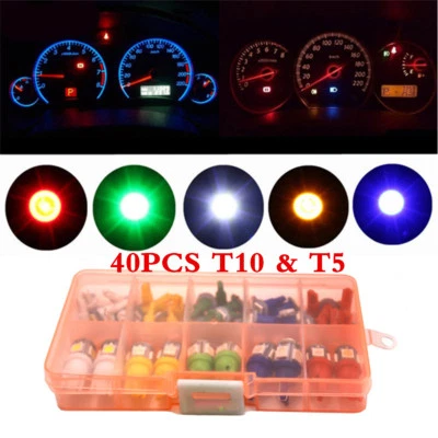 40PC T5 T10 5050 SMD LED Car SUV Instrument Panel Dash Light Bulb 5 Colors - Image 1 of 4