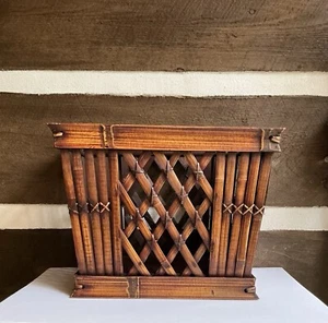 Cesta tejida vintage de bambú y ratán con asas - Imagen 1 de 14