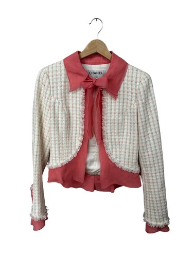 Rara giacca Chanel in tweed e seta 2004 taglia 36 Francia
