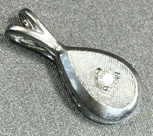 Colgante vintage de plata de ley con dije en lágrima texturizada en 3D cristal transparente marcado - Imagen 1 de 7