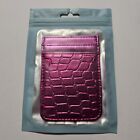 Adhesive Card Wallet, Pockets, Pouch w/ Adhesive Back - METALLIC PINK ALLIGATOR 