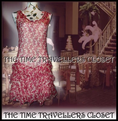 NUEVO Mini Vestido Kate Moss Topshop Floral Rojo Crema Cereza 20s 30s Flapper Reino Unido 8 36 Foto 1 de 4