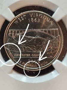 Mint Error Multiple Cuds 2005 25C WVA Quarter Obv & Rev Die Breaks NGC MS66 Cud - Picture 1 of 6