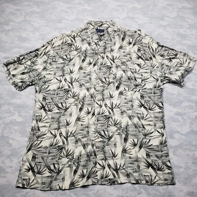 John Ashford Hawaiian Shirt Mens XL Bamboo Print Short Sleeve Button Up - Image 1 of 4