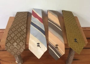 Lot Set of 4 Vintage Countess Mara Silk Stripe Patterned 4" Wide Mens Dress Ties - Picture 1 of 6