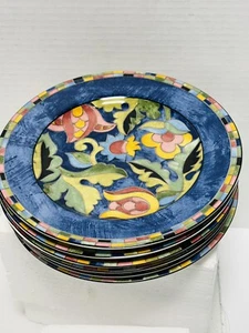 PTS International Interiors Stoneware Fantasia 6 Salad Luncheon Plates 8” - Picture 1 of 10