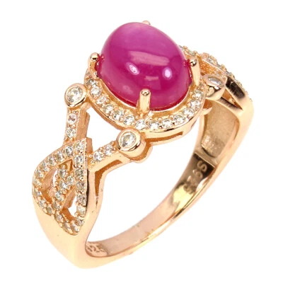 925 Sterling Silver Ring Oval Ruby 9x7mm Simulated Cz Gemstone Jewelry Size 8 - Image 1 of 4