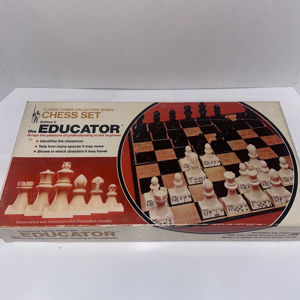 Collectors' Series Edition V Educator Chess Set + Wooden Checkers Learn To  Play