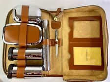 Vintage Travel Toiletries Grooming Zip Up Leather Case Tins Brush Retro 30-40s