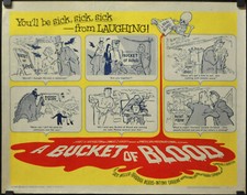 BUCKET OF BLOOD 1959 ORIG 22X28 ROLLED MOVIE POSTER ROGER CORMAN DICK MILLER
