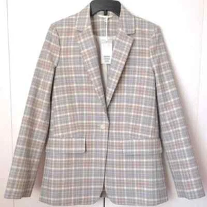 COS Checked Plaid Wool Blend One Button Tailored Blazer - Picture 1 of 12