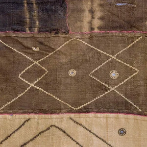 Kuba Handwoven Appliquéd Raffia Textile Congo 13x49 Inch - Picture 1 of 9