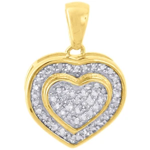 .925 Sterling Silver Ladies Diamond Double Heart Pendant 18" Chain Set 0.33 Ct. - Picture 1 of 5