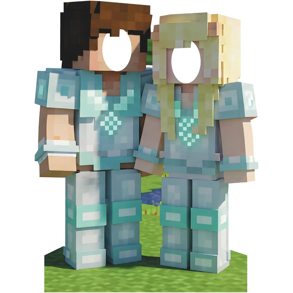 SS11231 Mina de Oro Artesanía Pixel Pareja Videojuego Soporte en Cartón Recorte Sta Foto 1 de 1