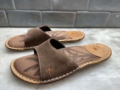 Sandalias para mujer Margaritaville NEGRIL EE. UU. 8 cuero marrón gamuza punta abierta deslizables Foto 1 de 4