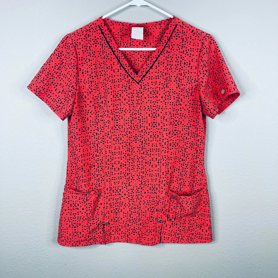 Dickies Womens Scrub Top Size S Corral Black Short Sleeve V Neck - Image 1 of 4