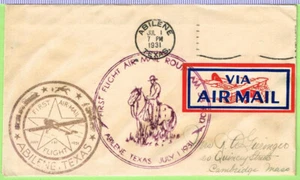 CAM 33E22 July 1 1931 Abilene TX to Cambridge MA, American Airlines - Picture 1 of 1