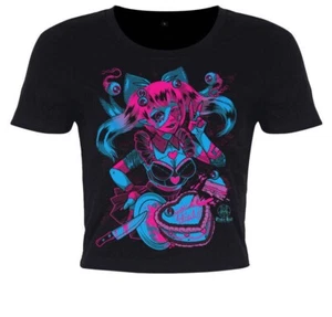 Happy Death Day Black Crop Top, T-Shirt, Gothic Horror Fantasy, Evil, Pinku Kult - Picture 1 of 4