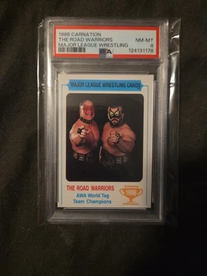 The Road Warriors 1986 Carnation Major League Wrestling PSA 8 RARO B Foto 1 de 2