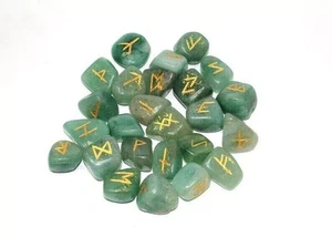 Aventurin Rune Kristall Steine Set Holunder Futhark Reiki Heilung Edelstein... - Bild 1 von 3