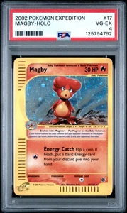 2002 Pokemon Expedition #17 Magby Holo PSA 4 VG-EX - Picture 1 of 2
