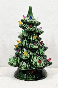Vintage '73 Holland Form glasierter Keramik Weihnachtsbaum bunte Kunststoffkugeln LESEN - Bild 1 von 8