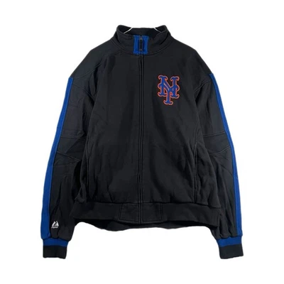 Jaqueta de beisebol vintage Majestic autêntica masculina MLB New York Mets com zíper (grande) - Imagem 1 de 4