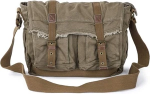 Sac messager en toile Gootium - Vintage style épaule froncée vert armée - Photo 1/6