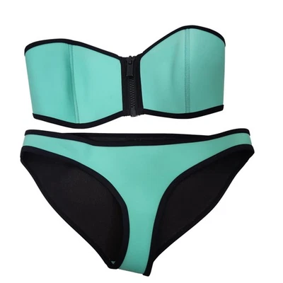 Conjunto de bikini TRIANGL para mujer parte superior grande inferior pequeño como nuevo negro neopreno bandeau Foto 1 de 4