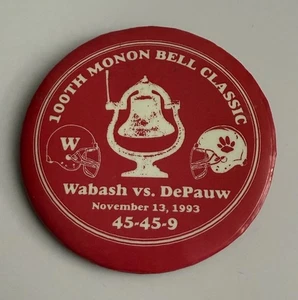 100th Monon Bell Classic Wabash Vs. DePauw Pinback Button November 1993 - Picture 1 of 3
