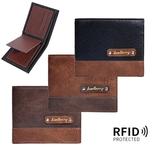 Cartera de cuero para hombre con bloqueo RFID doble pliegue tarjetero estuche cartera bolso sin asas - Imagen 1 de 16
