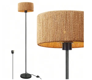 Standing Lamp, Natural Paper String Lampshade Shade, Farmhouse Rustic Tall Lamp - Picture 1 of 7