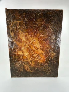 MCM Mid Century Modern Mixed Media Board Abstract Brutalist Painting Art Piece - Picture 1 of 16