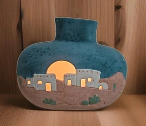 Southwestern Native American Village Moon Night Light 8" T X 10" L 4.5" Wide - Picture 1 of 12