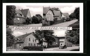 AK Daldorf /Krs. Segeberg, Gasthaus, Geschäftshaus Paul Krüger, Schule - Picture 1 of 2