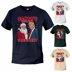 Santa's Favorite President Donald Trump Christmas Unisex Adult Cotton T shirt - Picture 1 of 7