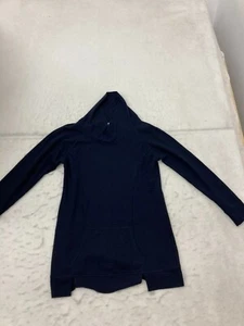 Christopher & Banks Thermal Tunic Sweatshirt Womens M Medium Blue Cowl Pocket - Picture 1 of 9
