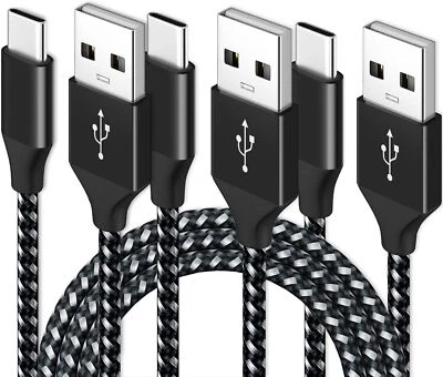 Hot 3Pack 3/6/10Ft USB to Type-C Cable Fast Charger Charging Data Sync Cord - Image 1 of 4