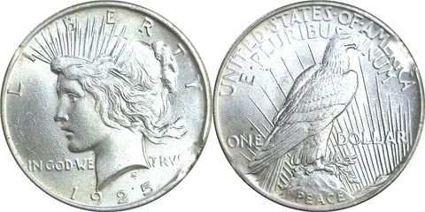 1925 $1 Peace Dollar Silver Irregular Clip Error Uncirculated Cover