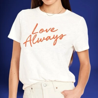 Old Navy TShirt Large LOVE ALWAYS Everywear Graphic Slub Knit Tee Crewneck White - Image 1 of 4