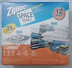💥 Juego de 12 bolsas espaciales Ziploc nuevas selladas sellado al vacío hermético 3x almacenamiento - Imagen 1 de 7