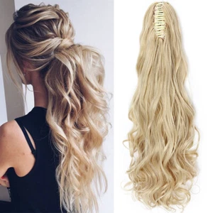 Extensiones de cabello rubio sintético para peluquería cola de caballo con garras en clip - Imagen 1 de 43