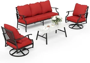 4 PCS Outdoor Patio Furniture Set Sectional Sofa Conversation Set Swivel Chairs - Picture 1 of 9