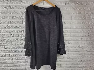 Vestido para mujer Tecera 3X Plus mini manga campana negro jaspeado mezcla de polietileno tachonado - Imagen 1 de 11