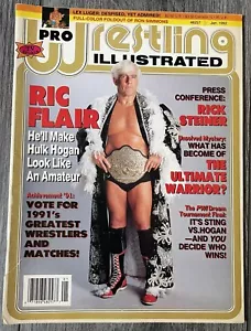 January 1992 PRO WRESTLING ILLUSTRATED ~ RON SIMMONS foldout; Ric Flair - Picture 1 of 8
