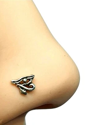 Eye of Horus Nose Stud in argento sterling 925 22 g (0,6 mm) perno dritto L p... - Immagine 1 di 4