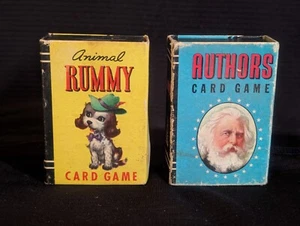 Two (2) Vtg Authors & Animal Rummy Card Games Whitman Publishing - Both Complete - Picture 1 of 7