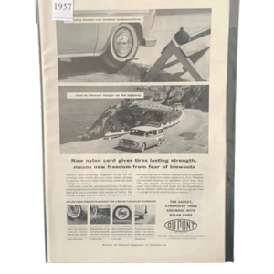 Vintage 1957 DuPont sicherste stärkste Reifen Werbung - Bild 1 von 4