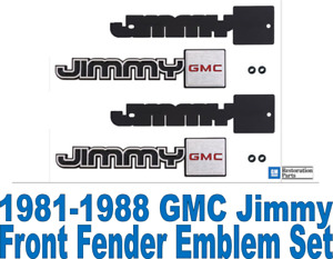 1981-1988 GMC Jimmy Truck Fender Emblems, Brand New, Pair, Chrome Plastic